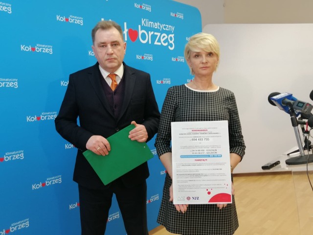 Prezydent Kołobrzegu Anna  Mieczkowska i starosta kołobrzeski Tomasz Tamborski