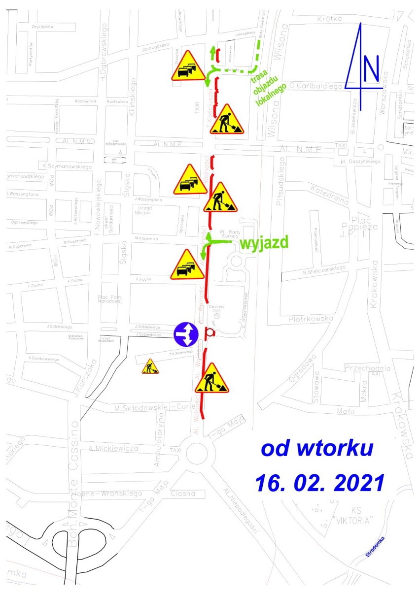 Od 15 lutego kolejne utrudnienia drogowe w Częstochowie. Najpierw z powodu remontu mostu, a później z powodu budowy torowiska