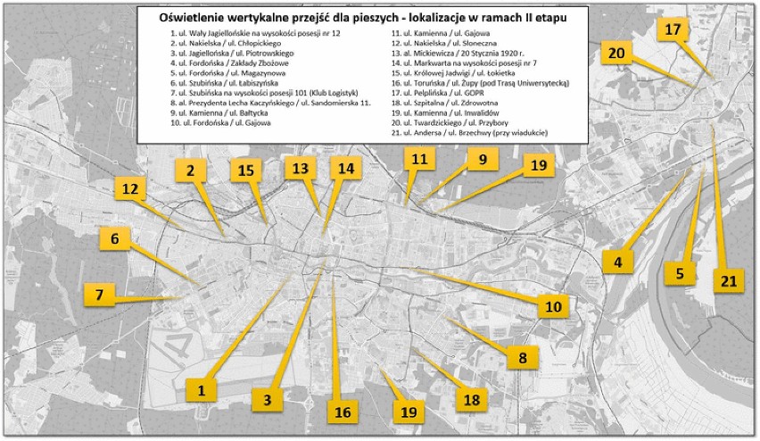 Doświetlą ponad 20 przejść dla pieszych na ulicach w Bydgoszczy [lista miejsc, mapa]