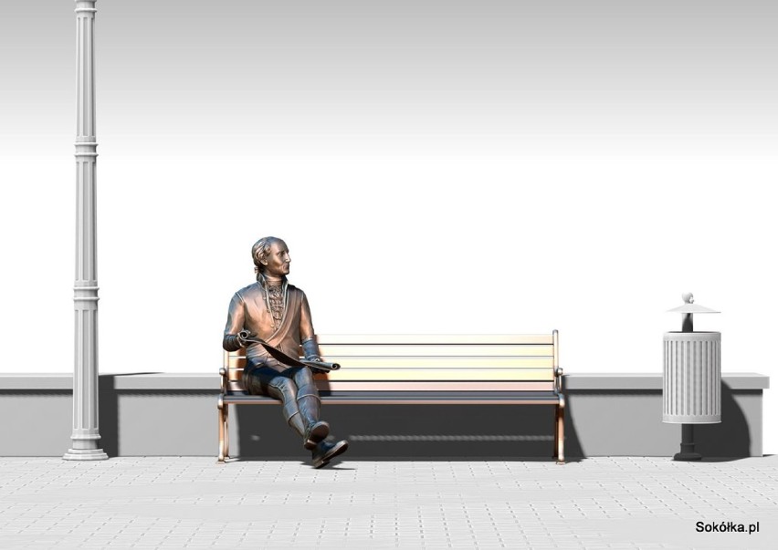 Antoni Tyzenhauz usiądzie nad zalewem sokólskim. Tam będzie miał swoją ławeczkę [WIZUALIZACJA] 