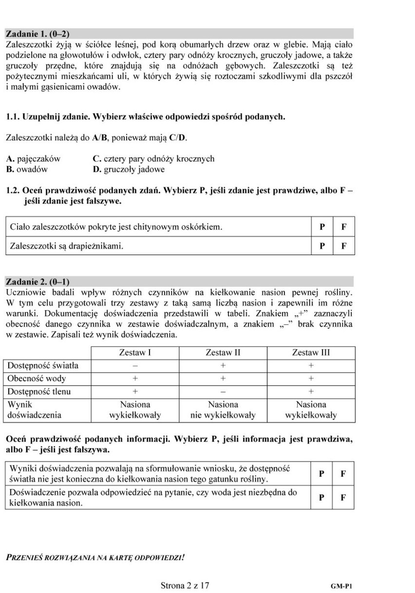 Zadanie 1.
1.1. A- pajęczaków/C - owadów,
1.2. Ciało...