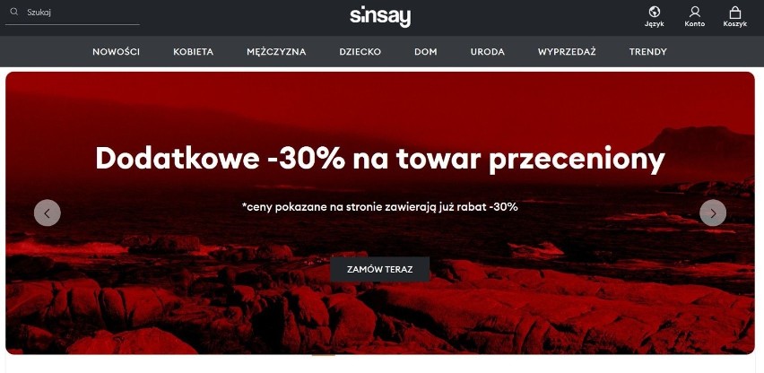 Sinsay oferuje dodatkowe 30 procent rabatu na towar...