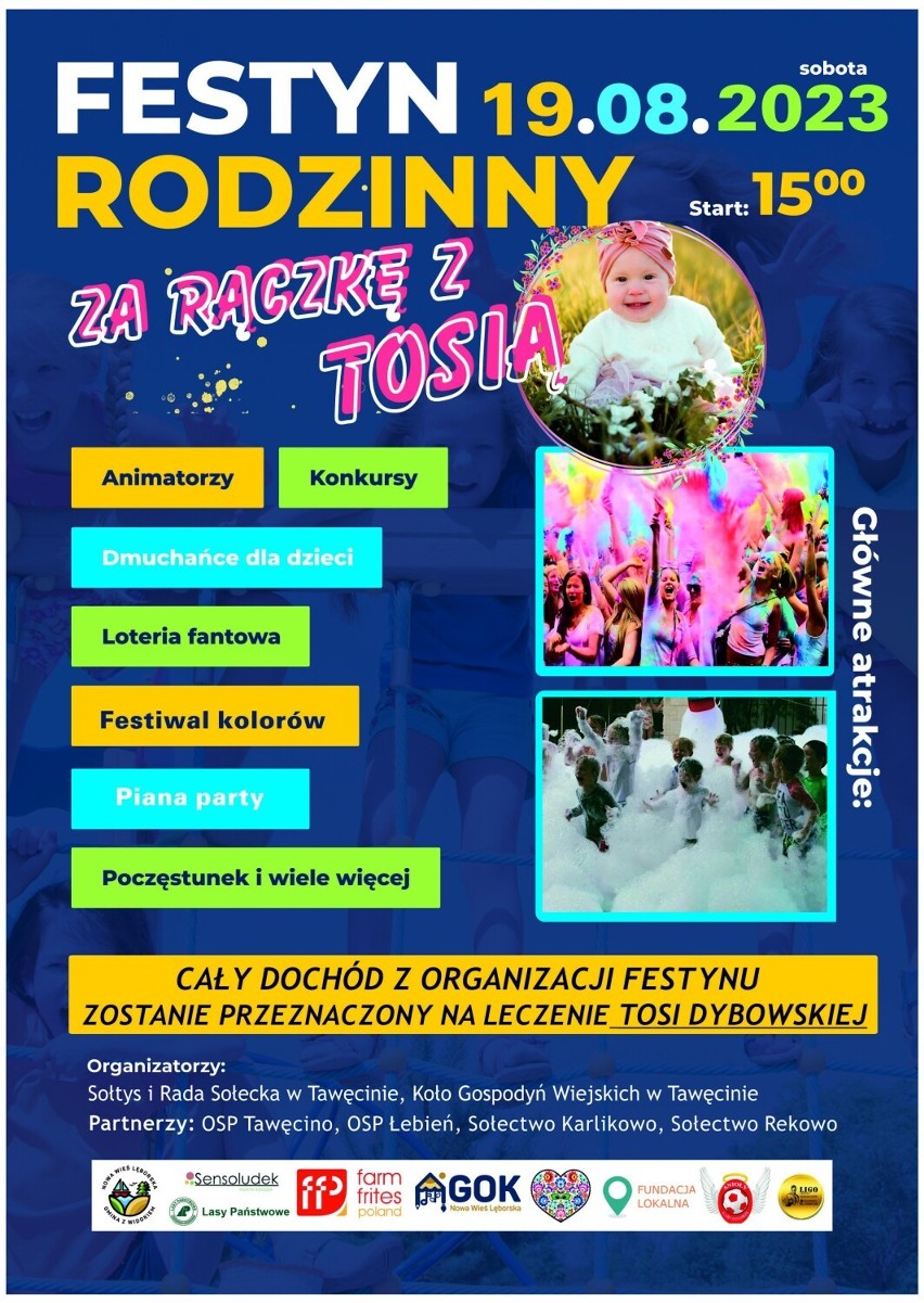 "Za rączkę z Tosią" - festyn charytatywny już w najbliższą sobotę 19 sierpnia w Tawęcinie