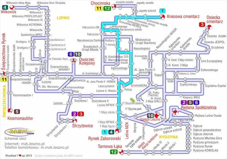 Schemat trasy linii nr 1.
