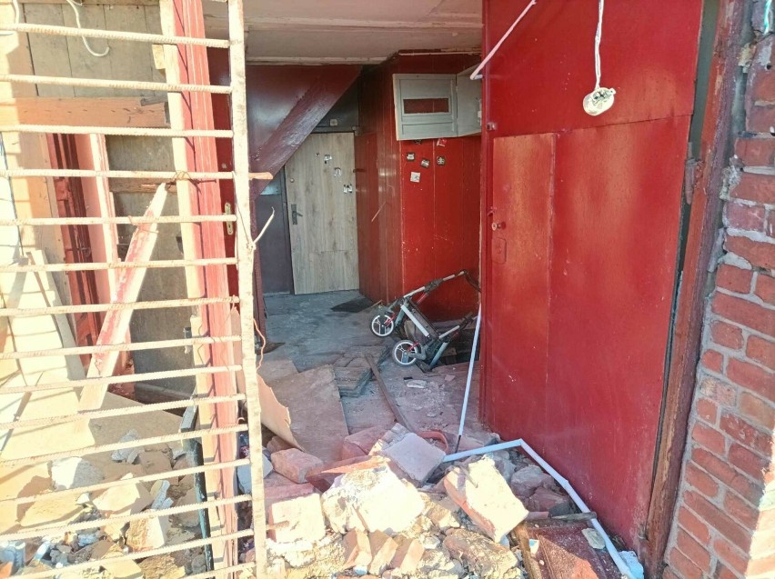 Dom w Chełmży po wybuchu - zdjęcia ze stycznia 2024.