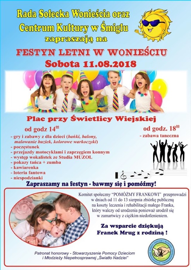 Zaproszenie na festyn letni w Wonieściu