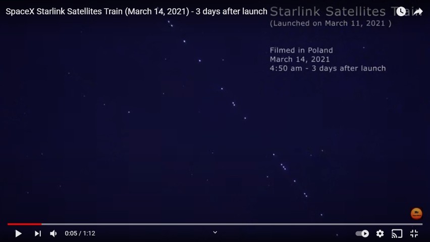 Kosmiczny Pociąg - satelity SpeceX Starlink (L20) nad...