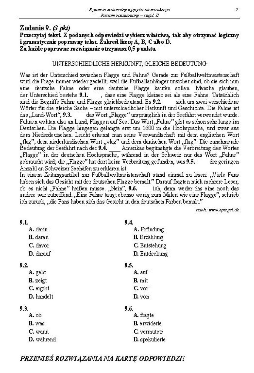 Matura 2014. Język niemiecki poziom rozszerzony