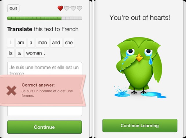 Duolingo to według wielu użytkowników najlepsza darmowa aplikacja na smartfony, pozwalająca na naukę języków obcych. Cechują ją brak reklam oraz mikropłatności. Wystarczy się tylko zalogować, aby móc w pełni korzystać z programu. Naukę możemy zacząć od zera, ucząc się podstawowych słówek oraz zwrotów lub wypełnić test, który sprawdzi nasze umiejętności i sam przygotuje odpowiedni tok nauczania.

Platforma : Android, iOS