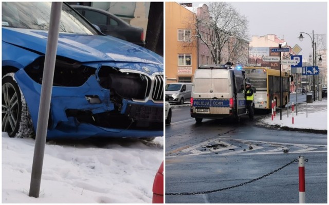 Zderzenie BMW z autobusem MPK we Włocławku