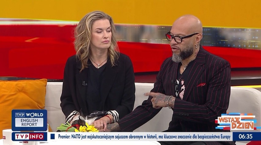 Magdalena Dziun wraz z mężem w telewizji.
