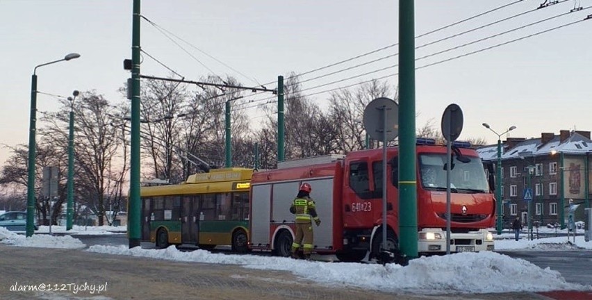 Pożar trolejbusa w Tychach. Zapalił się przed wyjazdem na...