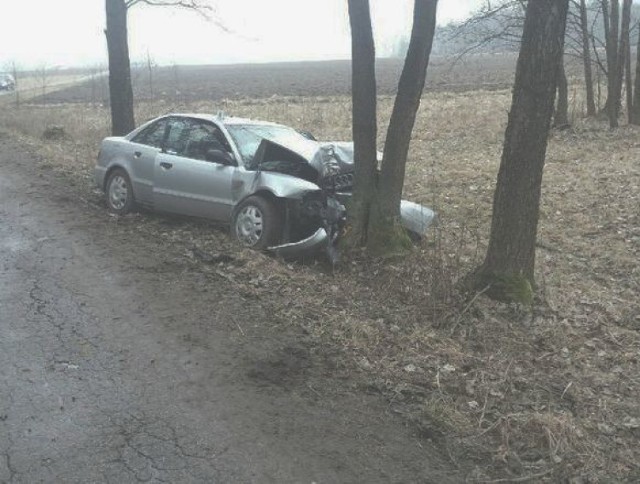 Kierująca peugeotem straciła panowanie na pojazdem łuku drogi