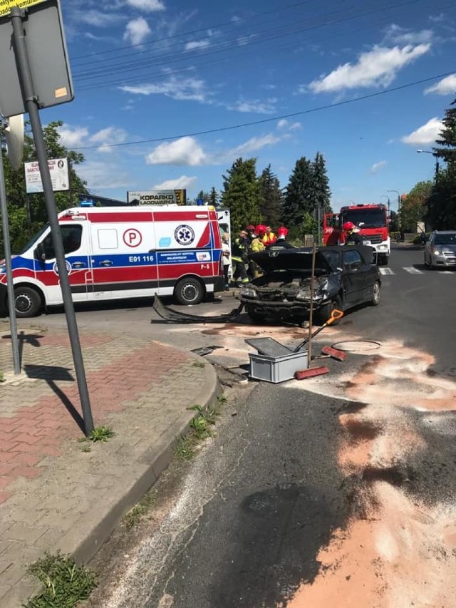 Zderzenie samochodów koło Biedronki w Wolborzu 06.06.2020