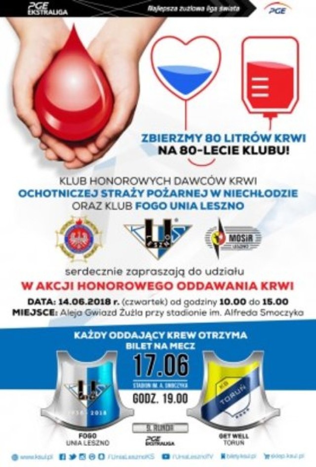 Akcja honorowego oddawania krwi w Alei Gwiazd Żużla odbędzie się 14 czerwca