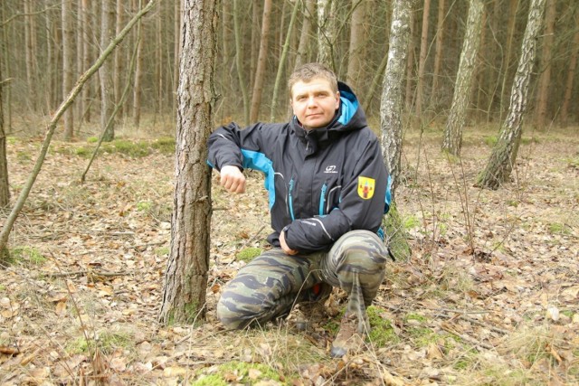 Maciej Boinski w okolicach Koronowa - marsz wzdłuż Brdy,