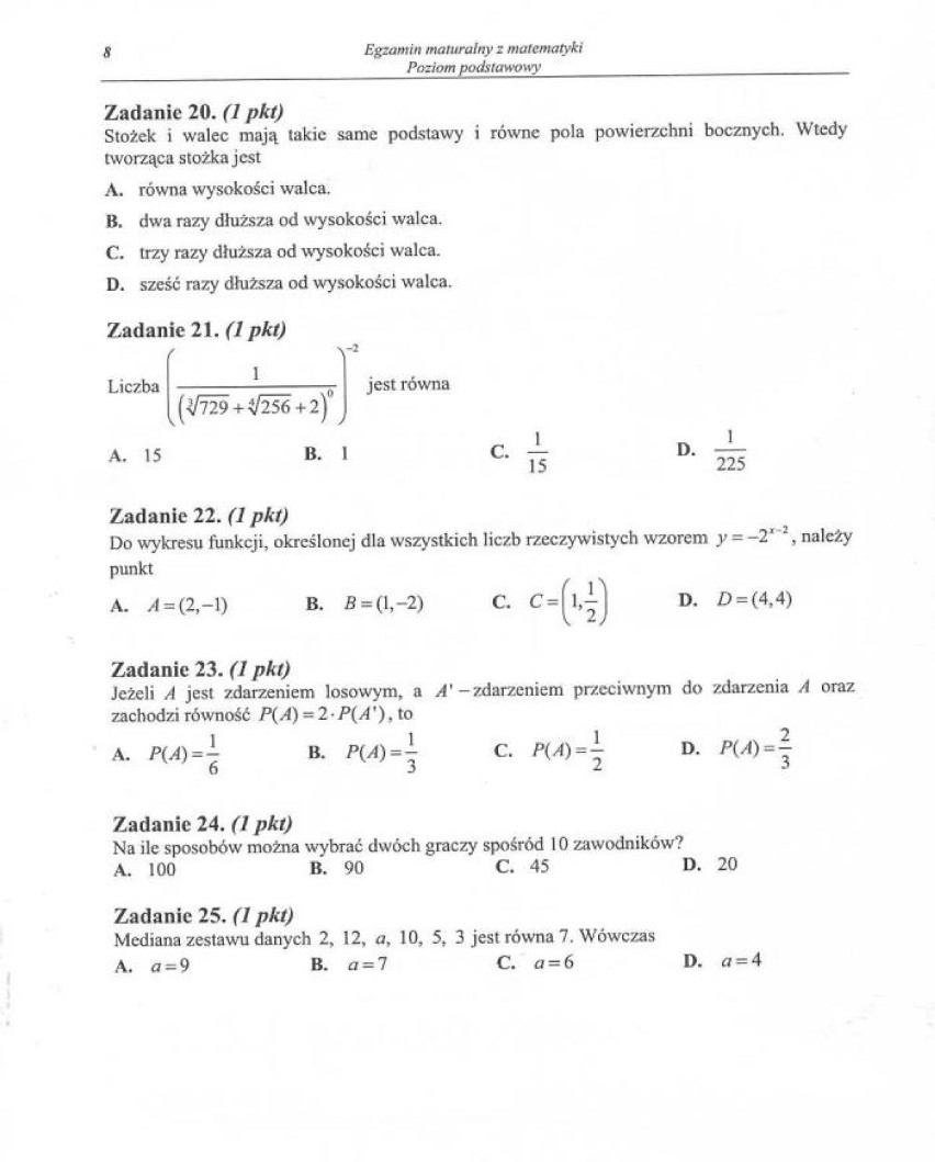 Matura 2014 arkusze z matematyki