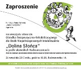 Otwarcie ośrodka terapeutyczno-rehabilitacyjnego "Dolina Słońca" już jutro!