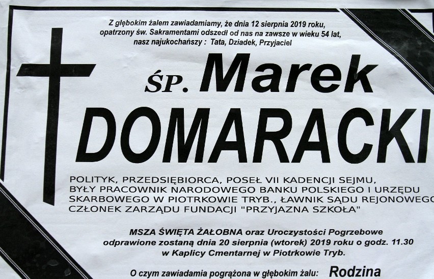 Pogrzeb Marka Domarackiego, byłego posła z Piotrkowa