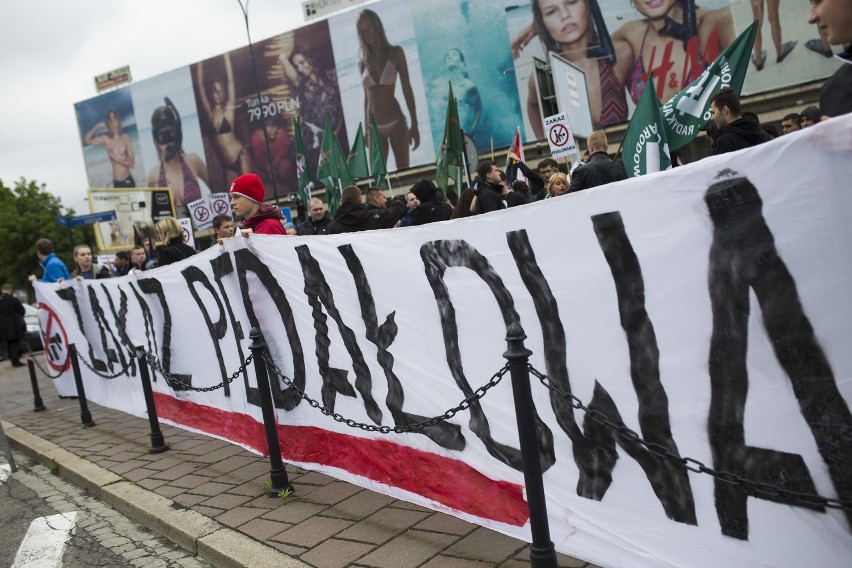 Kraków. Narodowcy demonstrowali "w obronie rodziny" [ZDJĘCIA, WIDEO]
