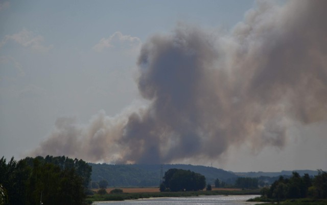 Niedzielny pożar w Gościszewie. Widok z mostu drogowego w Malborku.