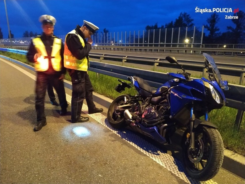 Wypadek motocyklisty na DTŚ w Zabrzu. Droga była zablokowana, lądował śmigłowiec LPR [ZDJĘCIA, WIDEO]