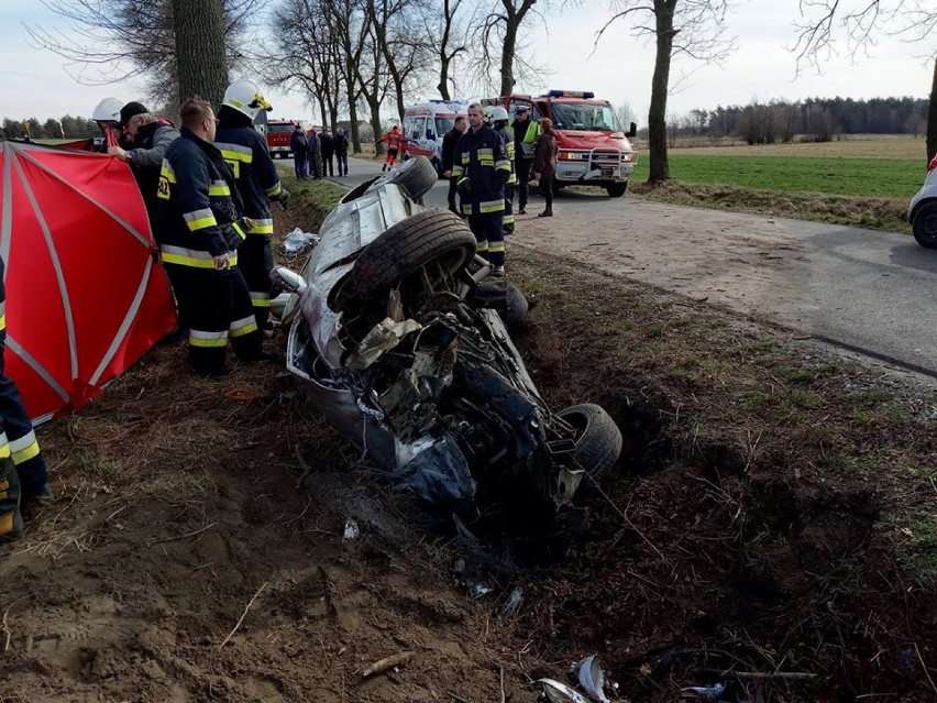 Wypadek na trasie Parcice - Wieluń. Jedna osoba nie żyje[FOTO]