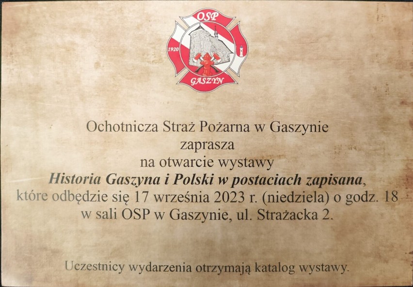 Upamiętniają zasłużonych mieszkańców Gaszyna. 17 września otwarcie wystawy w sali OSP