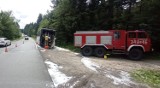 Autobus zapalił się w czasie jazdy na ul. Sądeckiej w Krynicy-Zdroju. Pożar ugasili strażacy