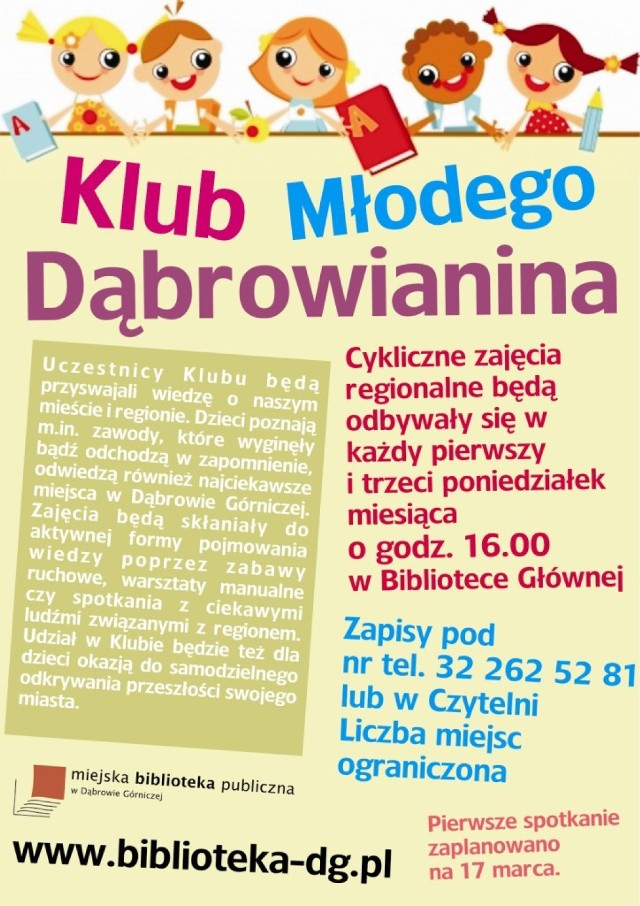Klub Młodego Dąbrowianina to kolejna propozycja dąbrowskiej biblioteki