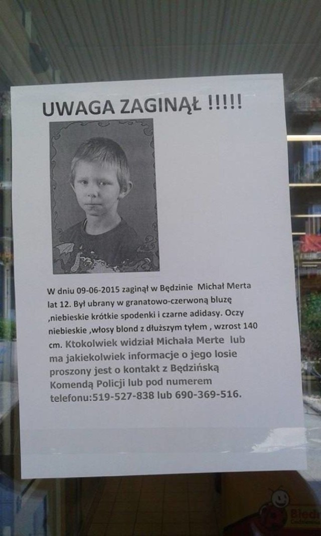 Zaginął 12-letni Michał Merta z Będzina