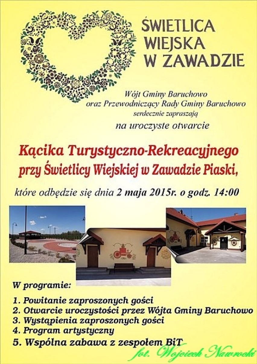 Uroczyste otwarcie Kącika Turystyczno-Rekreacyjnego w Zawadzie Piaski gmina Baruchowo [zdjęcia]