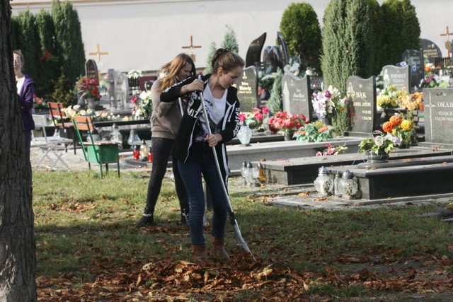 Uczniowie sprzątają cmentarz w Legnicy