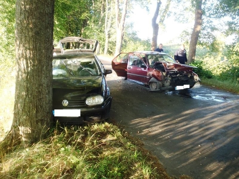 Wypadek w miejscowości Sówki: zderzenie dwóch samochodów osobowych [Zdjęcia]