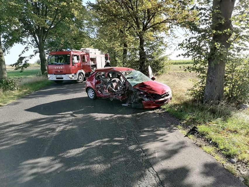 23-latka na drodze powiatowej straciła panowanie nad pojazdem i uderzyła w drzewo