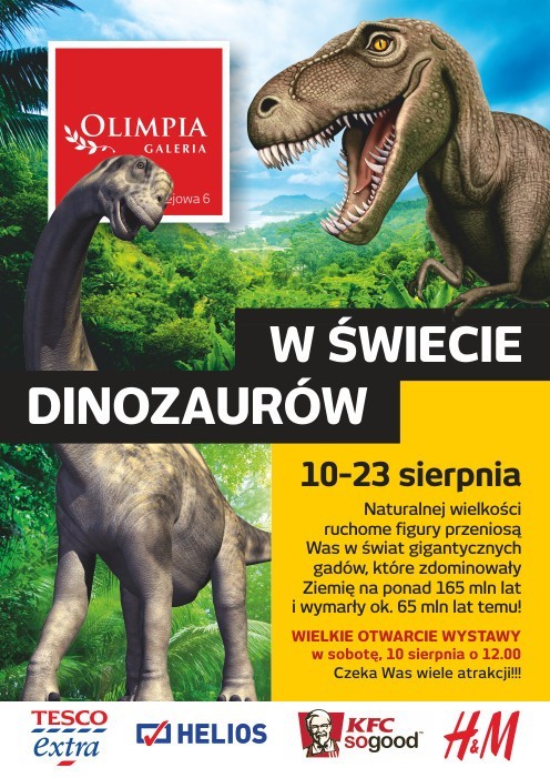 Wystawa dinozaurów w Olimpii dostępna będzie od 10 do 23 sierpnia