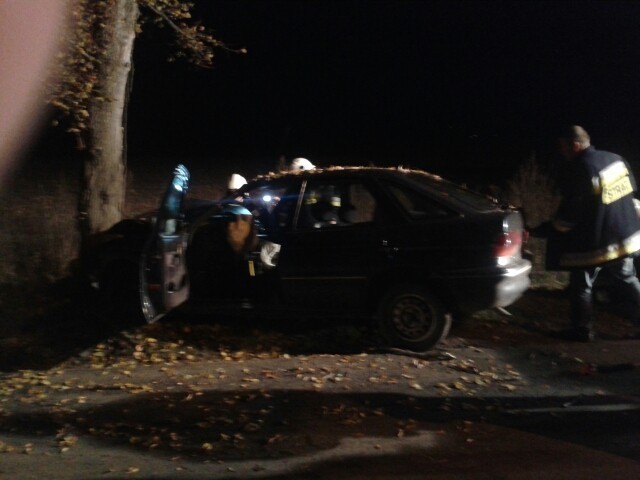 Samochód z promilami uderzył w drzewo