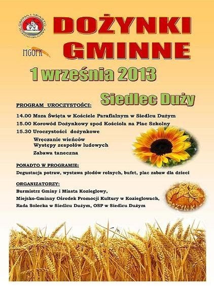 Plakat Dożynki Siedlec Duży 2013