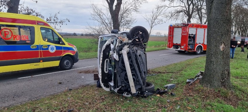 Samochód uderzył w drzewo. Jedna osoba trafiła do szpitala 