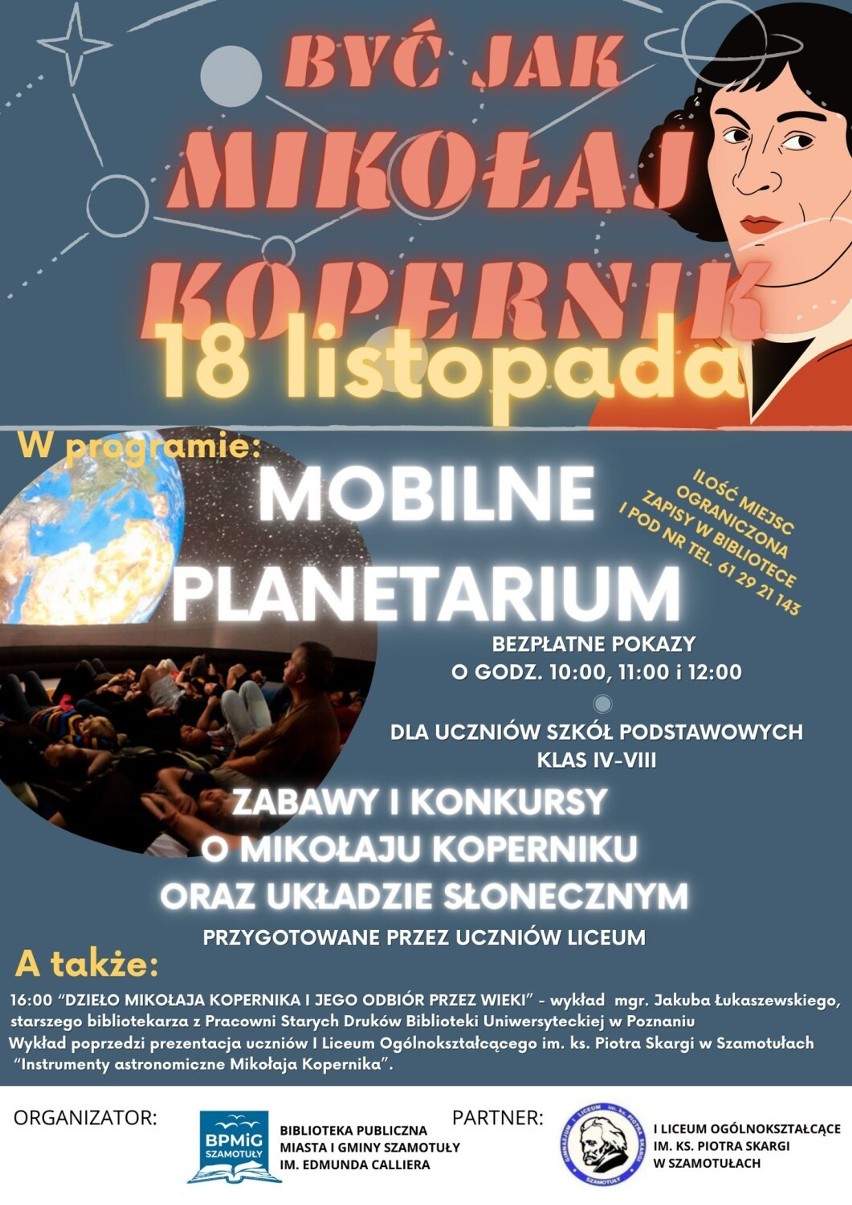 Być jak Mikołaj Kopernik. Mobilne Planetarium w szamotulskiej bibliotece już 18 listopada!