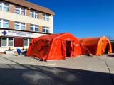 Namioty przed Szpitalem Wojewódzkim w Bielsku-Białej