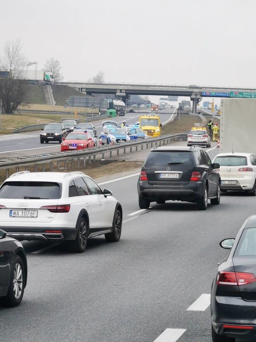 Wypadek na autostradzie A4 w Mysłowicach