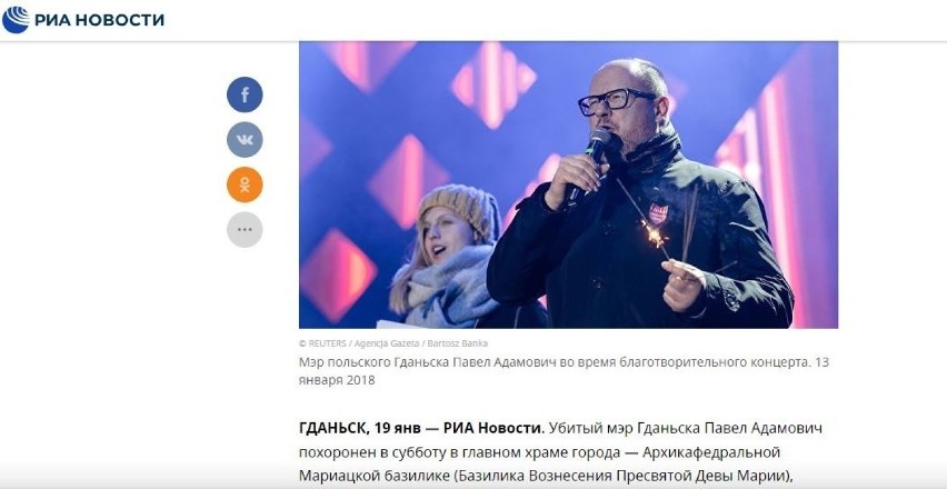 RIA Novosti doniosły o tysiącach ludzi, którzy przybyli na...