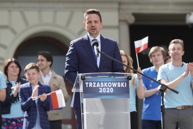 Rafał Trzaskowski na wyborczym spotkaniu w Poznaniu