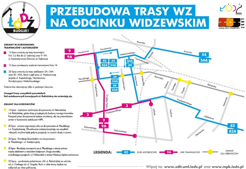 Mapa. Przebudowa Trasy WZ na Widzewie