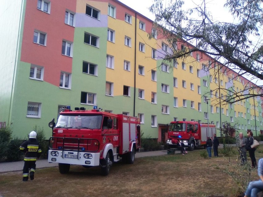 Pożar w bloku przy ulicy Włocławskiej w Kole