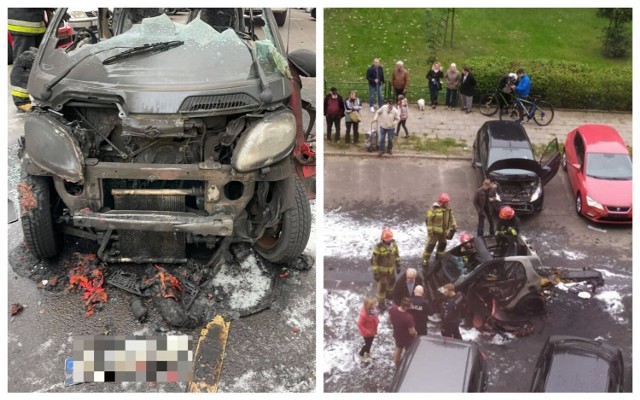 Pożar samochodu marki Smart na Zazamczu we Włocławku