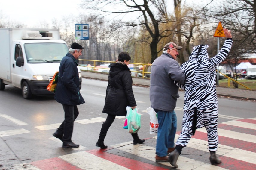 Ludzie-zebry na ulicach Siemianowic Śląskich