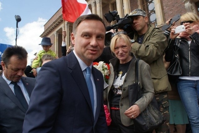 Andrzej Duda w Dąbrowie Górniczej w 2015 roku.