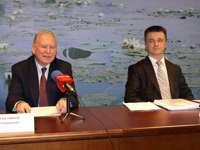 prof. Maciej Nowicki, Minister Środowiska i dr Maciej Trzeciak, Podsekretarza Stanu w MŚ podczas konferencji